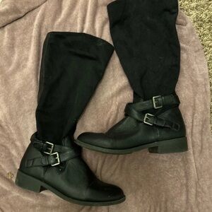 Brash Black Over the Knee Boots with Straps